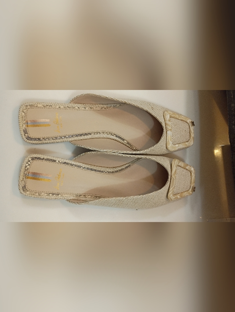 Sam Edelman Neutral Woven Square-Toe Slip-Ons - Picture 6 of 10